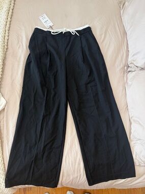 Zara Women’s Black Wide-Leg Drawstring Pants